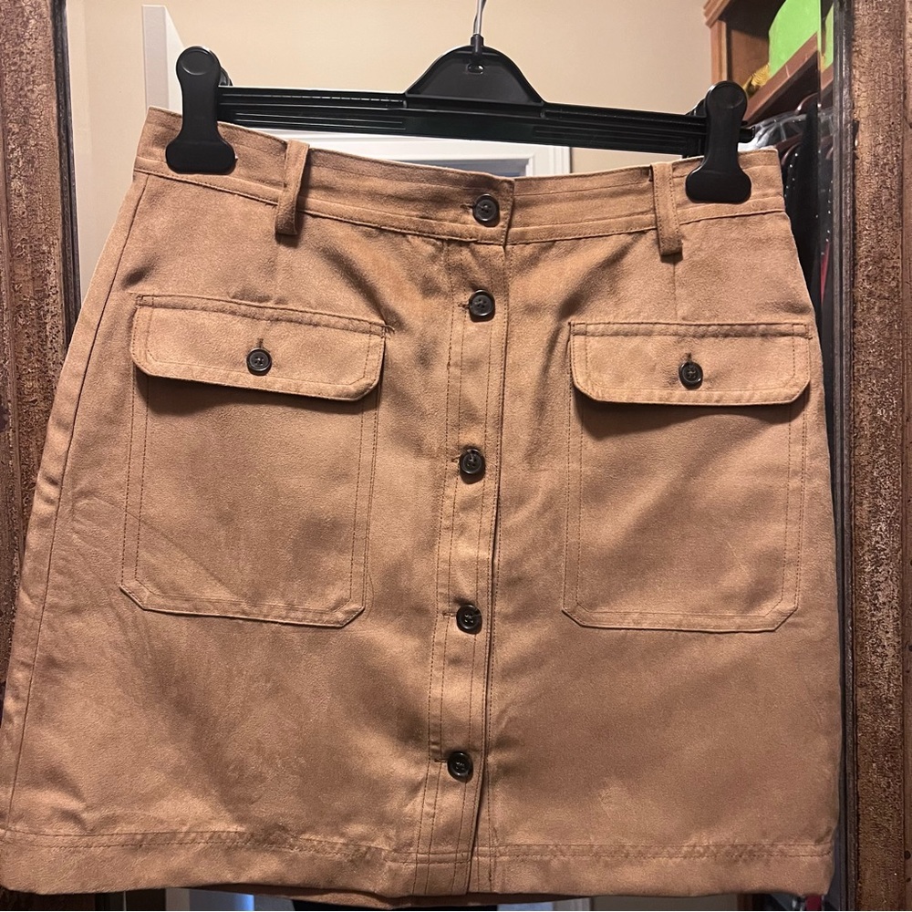 Banana Republic Factory Vegan Suede Tan A-line Mini Skirt
